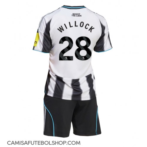 Camisa de time de futebol Newcastle United Joe Willock #28 Replicas 1º Equipamento Infantil 2025-26 Manga Curta (+ Calças curtas)